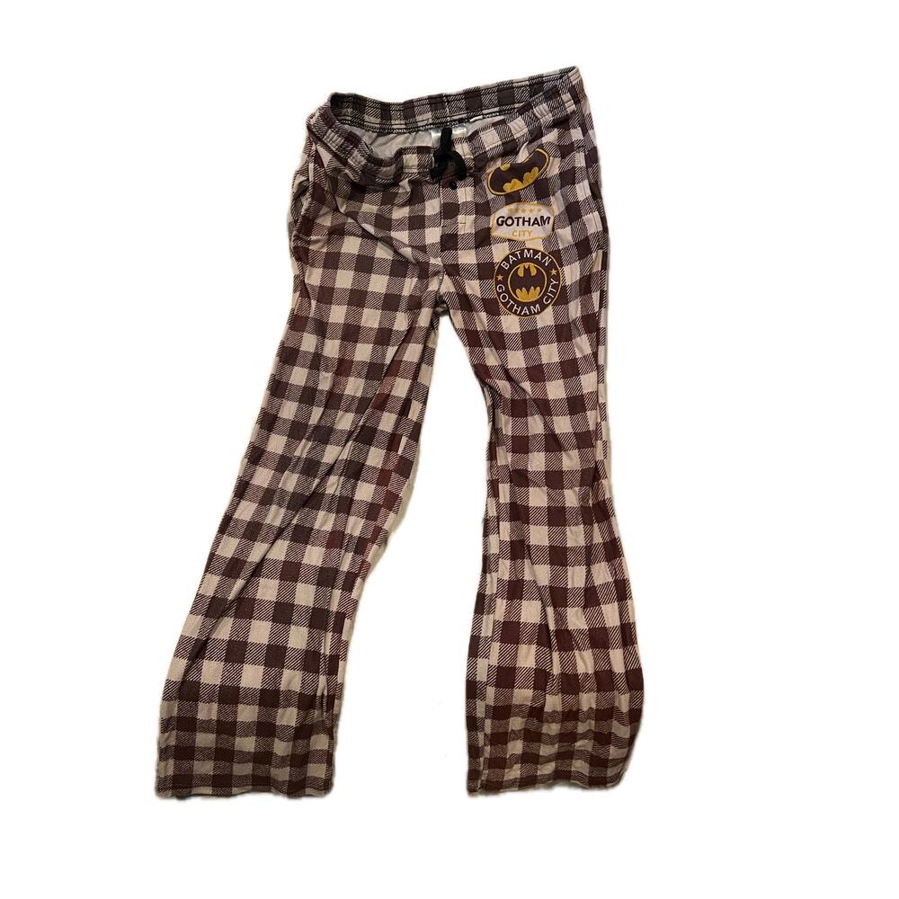 Batman Gotham Brown Checked Sleepwear Pants Mens Med